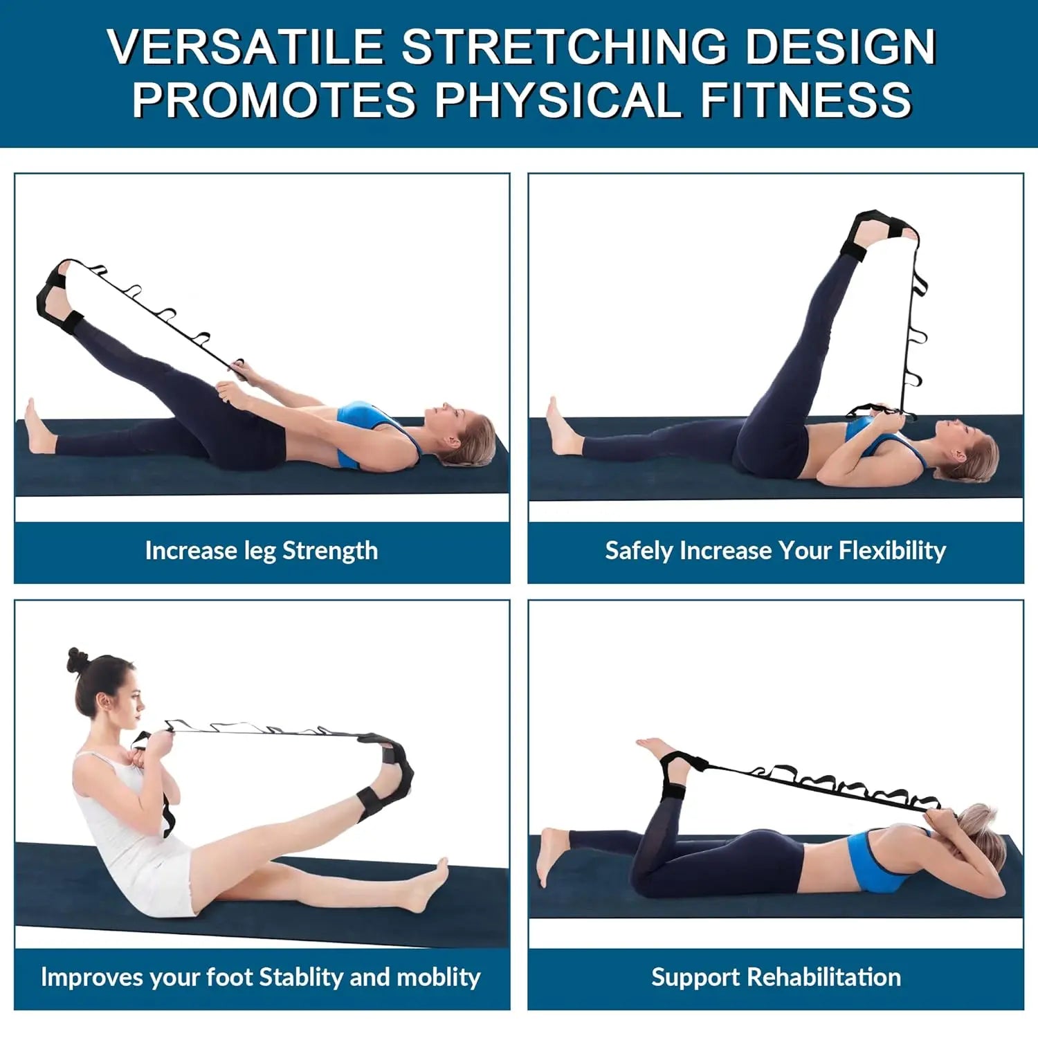 Yoga Stretching Band Segmented Adjustment Assisted With Foot Stretching Band Rehabilitation Training Leg and Foot Stretching